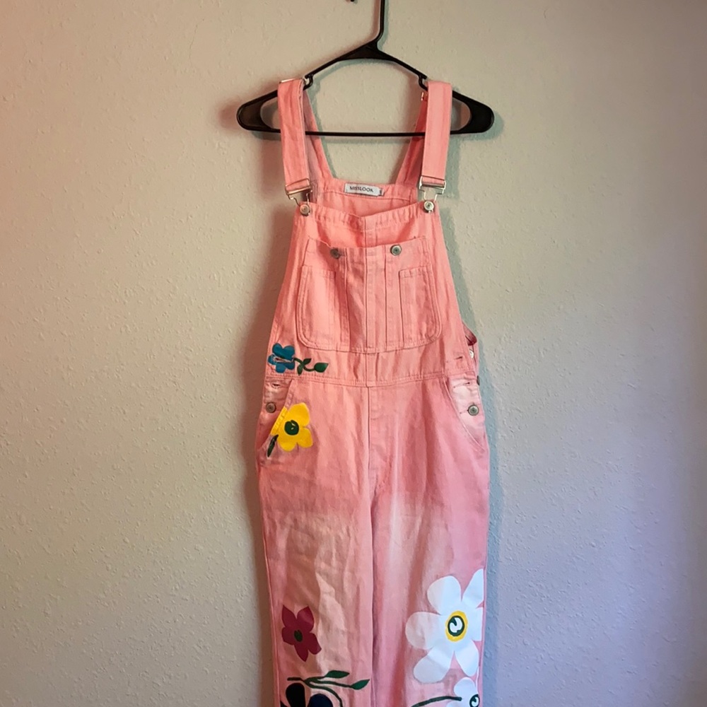 Pink Overalls with Flowers